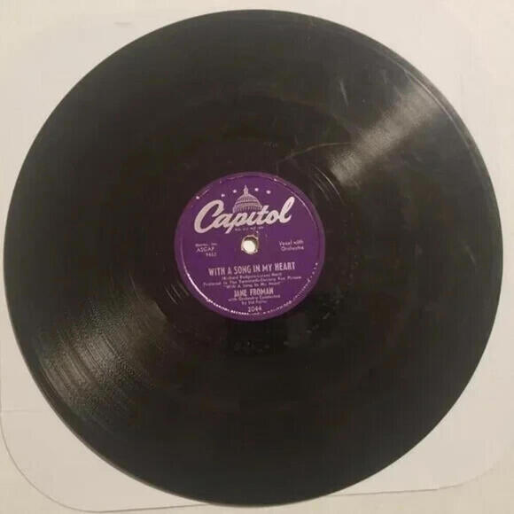 3/$25 Jane Froman 78 RPM With a Song in My Heart / I’ll Walk Alone Capitol 2044 - Picture 2 of 5